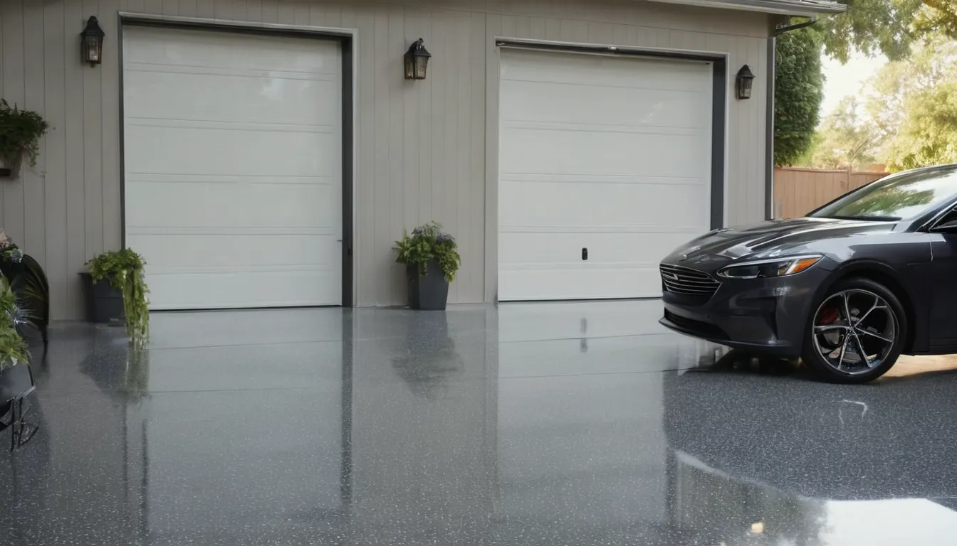 Freshly coated epoxy garage floor in a Chenequa home